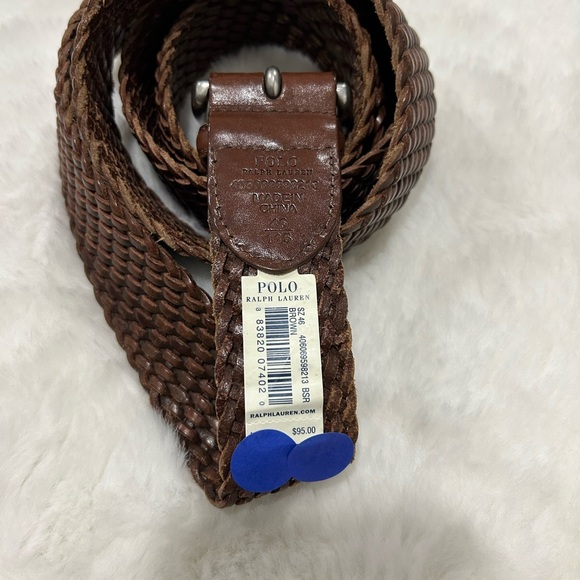 Ralph Lauren Brown Braided Leather Belt size 46 - Picture 3 of 3